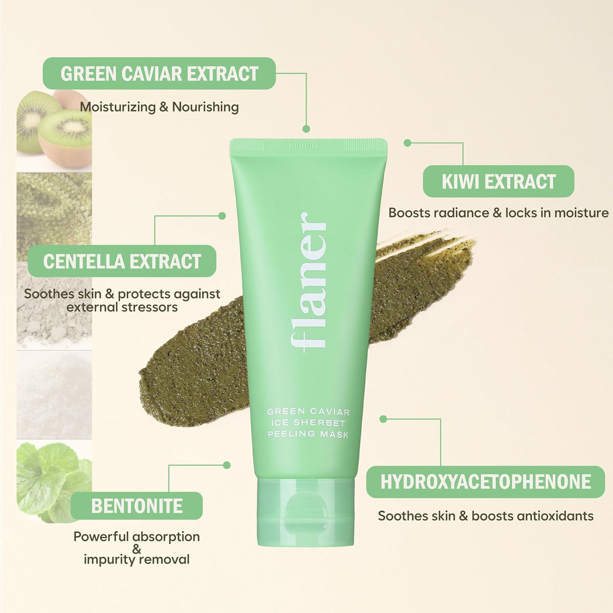 [ Flaner ] Green Caviar Peeling Mask 100g - Beautiha