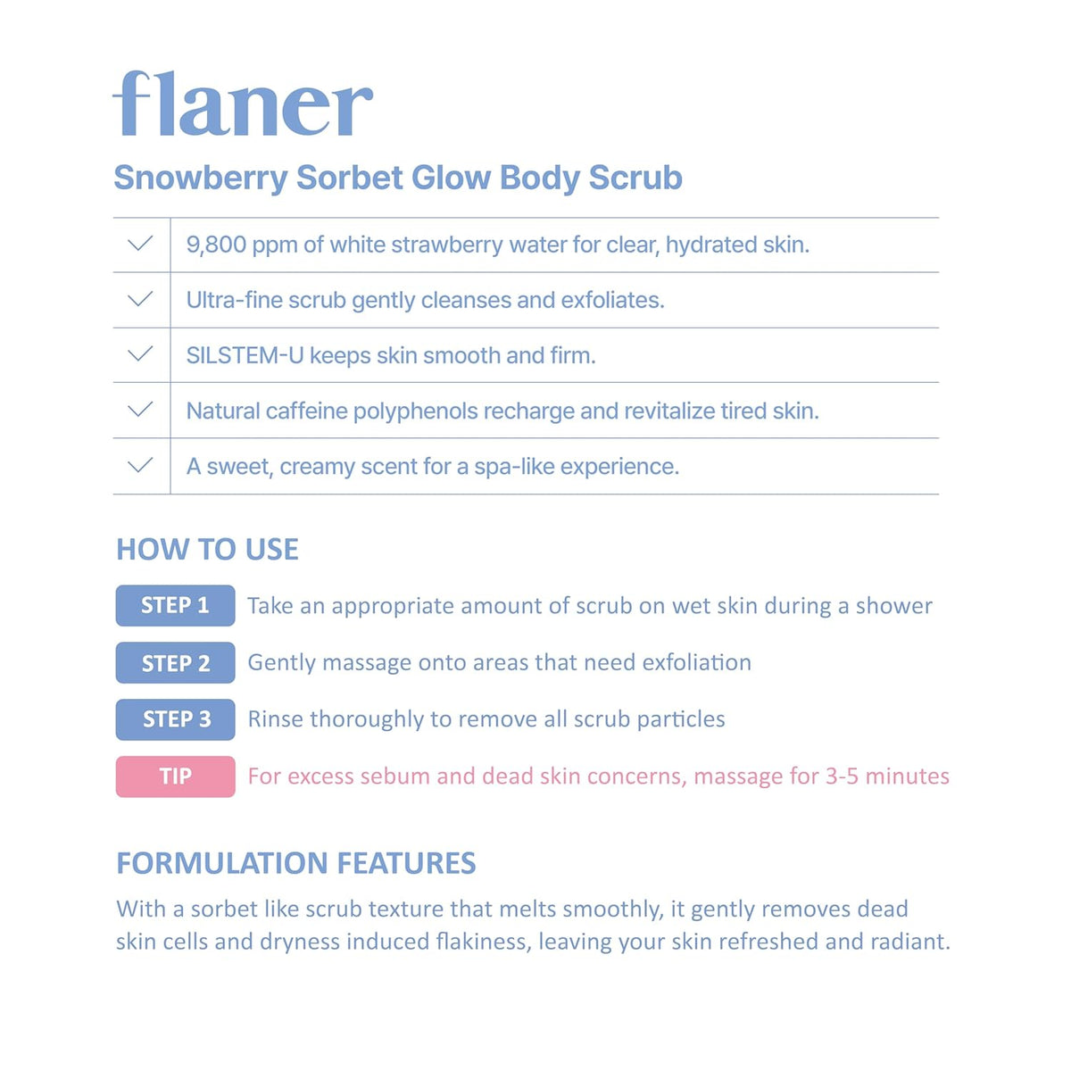 [ Flaner ] Snowberry Sorbet Body Scrub - Beautiha